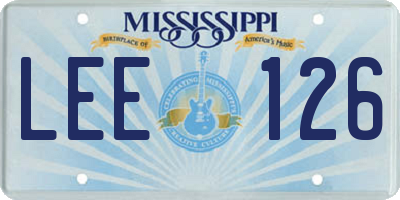 MS license plate LEE126