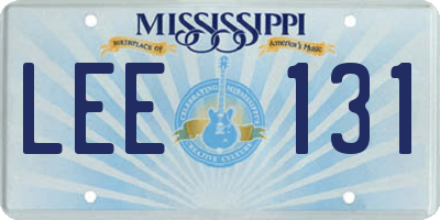 MS license plate LEE131