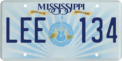 MS license plate LEE134