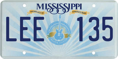MS license plate LEE135