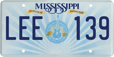 MS license plate LEE139