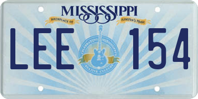 MS license plate LEE154