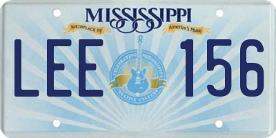 MS license plate LEE156