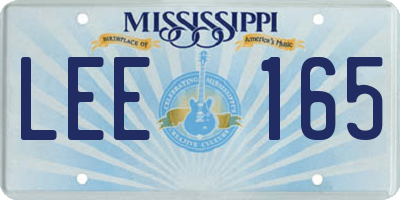 MS license plate LEE165