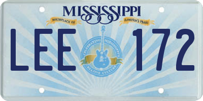MS license plate LEE172