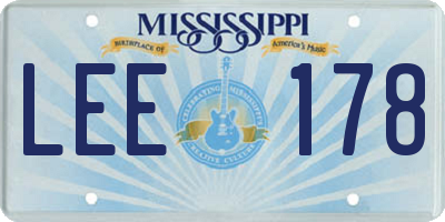 MS license plate LEE178