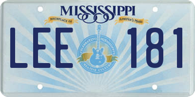 MS license plate LEE181