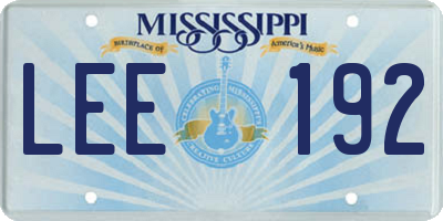MS license plate LEE192