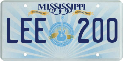 MS license plate LEE200