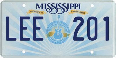 MS license plate LEE201