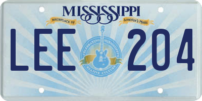MS license plate LEE204