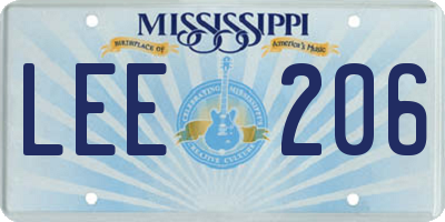 MS license plate LEE206