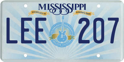 MS license plate LEE207