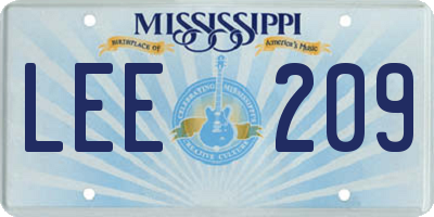 MS license plate LEE209