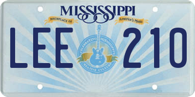 MS license plate LEE210