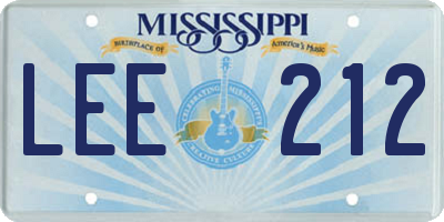 MS license plate LEE212