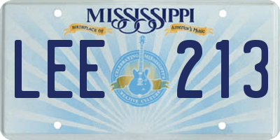 MS license plate LEE213