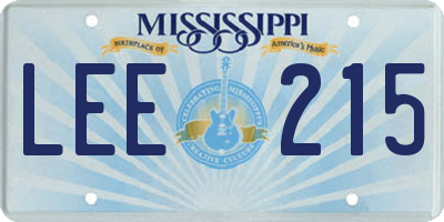 MS license plate LEE215