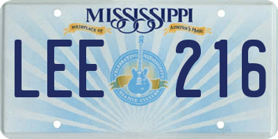 MS license plate LEE216