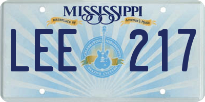 MS license plate LEE217