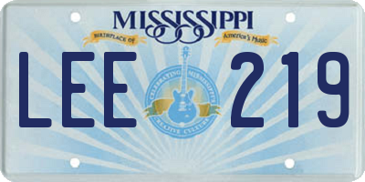 MS license plate LEE219