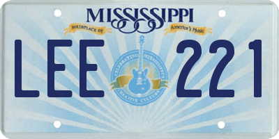 MS license plate LEE221