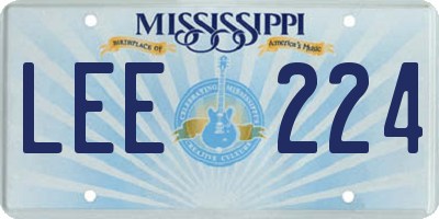 MS license plate LEE224