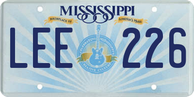 MS license plate LEE226