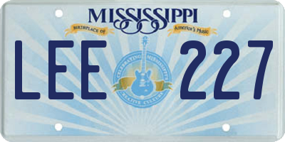 MS license plate LEE227