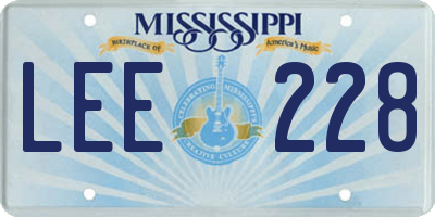 MS license plate LEE228