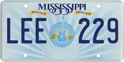 MS license plate LEE229