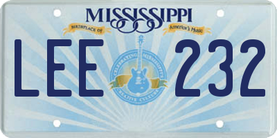 MS license plate LEE232