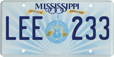 MS license plate LEE233