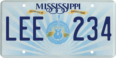 MS license plate LEE234