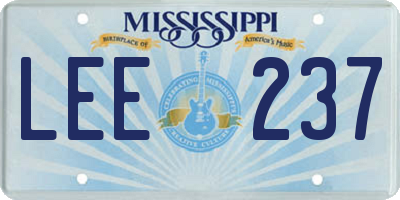 MS license plate LEE237