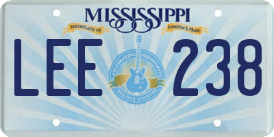 MS license plate LEE238