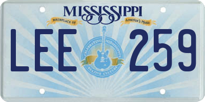 MS license plate LEE259