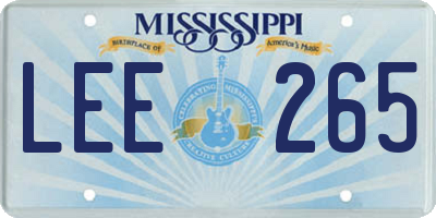 MS license plate LEE265