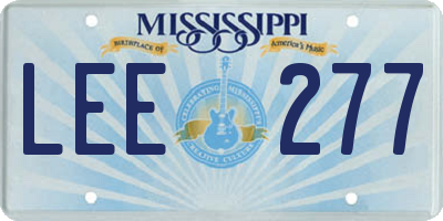 MS license plate LEE277