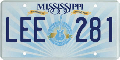 MS license plate LEE281