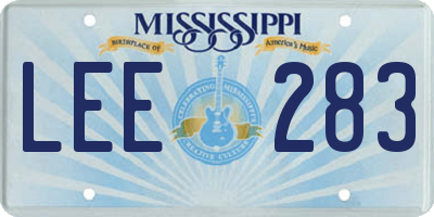 MS license plate LEE283