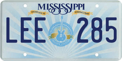 MS license plate LEE285