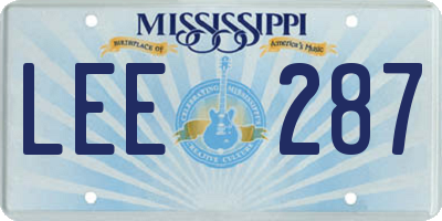 MS license plate LEE287