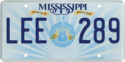 MS license plate LEE289