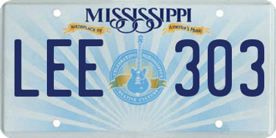 MS license plate LEE303
