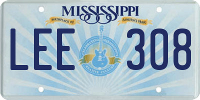MS license plate LEE308