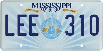 MS license plate LEE310