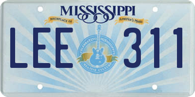 MS license plate LEE311