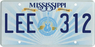 MS license plate LEE312