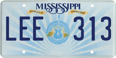 MS license plate LEE313